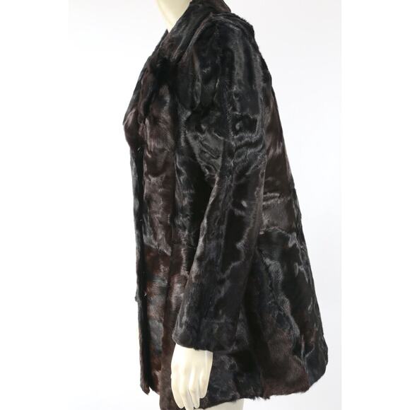 Vintage Dark Brown Lamb Fur Collared Short Coat Size S - Picture 7 of 10